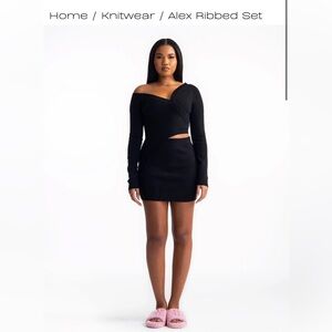 Hanifa Black Alex Ribbed Set Small